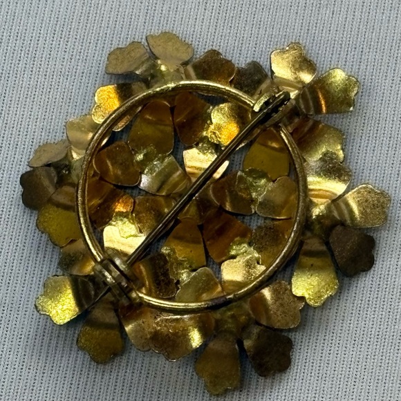 Vintage Enamel Rhinestone Flower Brooch Pin - Picture 4 of 5